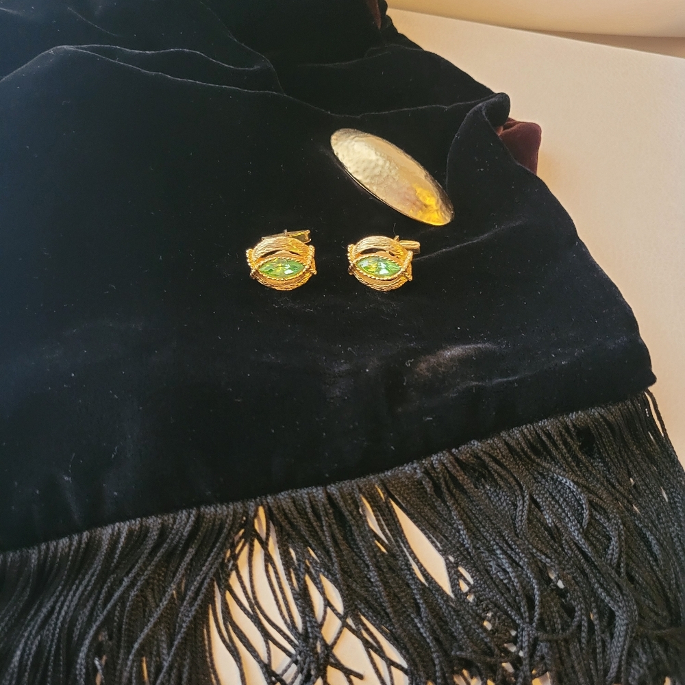 Velvet Scarf Black & Brown Fringe ~ Reversible ~ Luxurious Feel! VGUC ~ Unisex - Picture 15 of 15